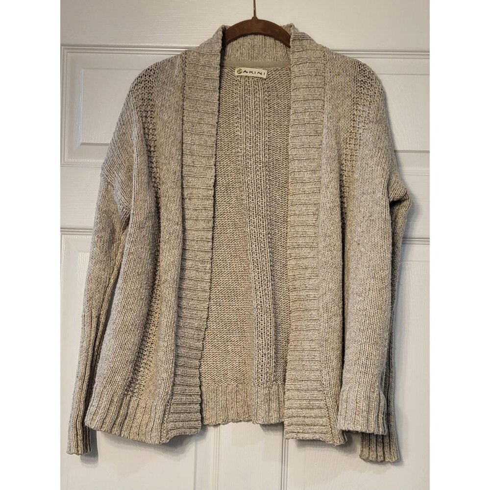Akini Tan Open Front Cardigan Sweater Size M? Academia Poetcore Grandmacore